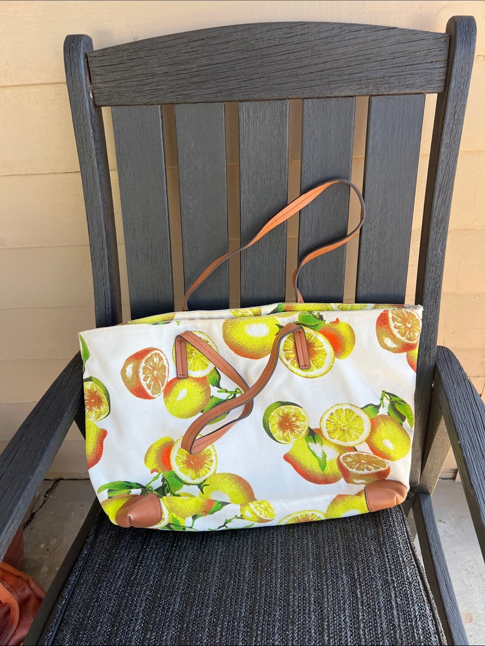 totes Citrus Canvas Tote with Tan Handles